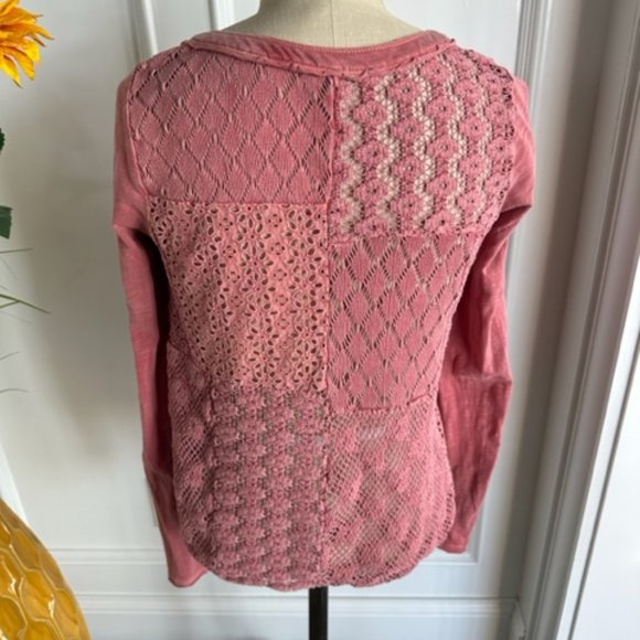 Free People Knit Top with Open Patchwork Back - Picture 2 of 16